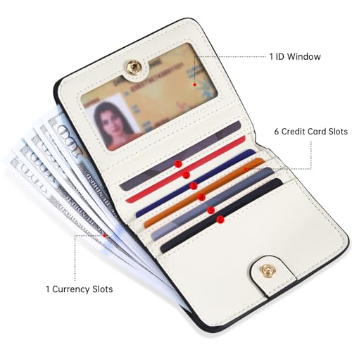 Image of Toughergun Boho Abstract Leaves RFID Small Wallet Women, Slim Thin Vegan Leather Bifold Wallet with Zipper Coin Pocket & ID Window, Cute Mini Credit Card Holder Gift for Women Ladies Teen Girls