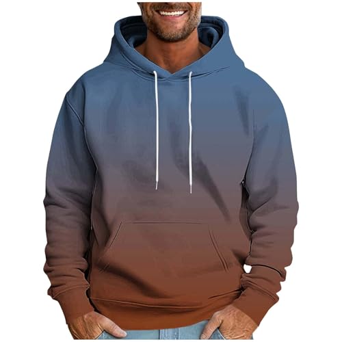 Hooded Sweatshirt for Men Lightweight Gradient Color Pullover Long Sleeve Winter Causal Hoodie Fall Outdoor Streetwear