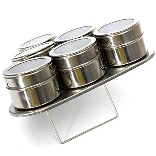 Porta Temperos Condimentos Aço Inox Magnético 6 Potes Triângulo CBRN12411 - Commerce Brasil