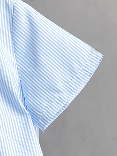 WDIRARA Boy's Striped Color Block Short Sleeve Button Front Shirt Casual Top3