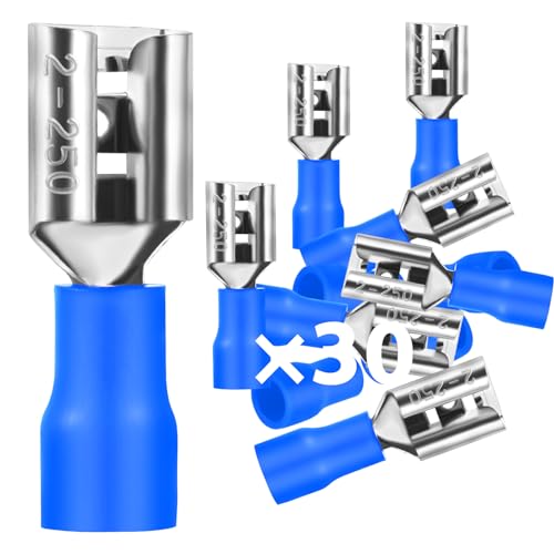 30Stk Flachsteckhülsen 1 5-2 5mm/Steckbreite 6 35mm PVC Flachstecker Teilisoliert Kabelschuh FDD Kabel-Verbinder aus Kupfer verzinnt