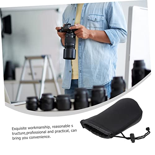 Supvox 2Pcs Camera Lens Bag Pouch For Dslr Camera Lens Flexible Camera Lens Bag Neoprene Lens Case Pouch Neoprene Camera Lens Protective Case No Words Digital Black Drawstring Lens Case #TOP4