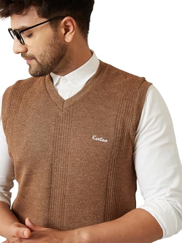 Image of Kvetoo V Neck Sleeveless Winter Wool Sweater for Men