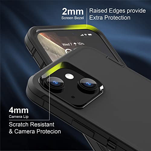Image of Sansunto for iPhone 13 & 15 Case, for iPhone 14 Protective Case, 3 Layer Heavy Duty Shockproof Silicone Rubber Cover, Rugged Hybrid Durable Case for iPhone 13 /14 /15 6.1 Inch (Black)