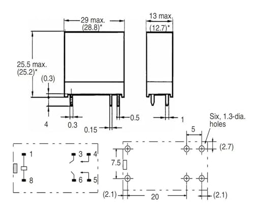 Relé VB12MBU-5 12VDC de 6 pines para circuitos de control activo 2