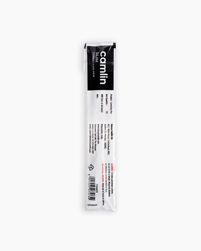 Image of Camel Slim Correction Pen 5 ml - Pack of 1 | Quick Dry White Correction Fluid Pen | Fine Metal Tip for Precise Coverage | For School, Office & Paperwork