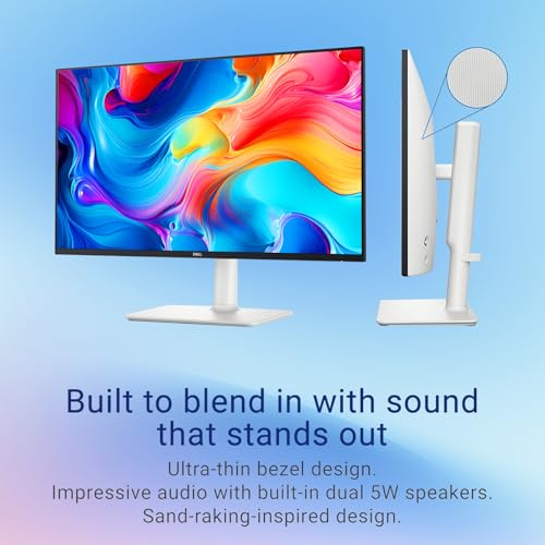 Image of Dell 24 inch Monitor, FHD 1080p, 100Hz, IPS Panel, LED Display, sRGB 99%, 1500:1 Contrast Ratio, Anti-Glare, VESA, Speakers, 2 X HDMI 1.4, Tilt Adjustable, White