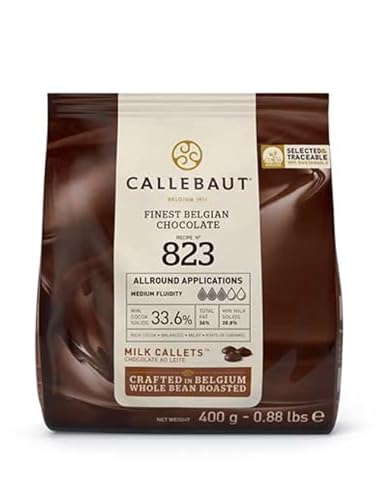 Callebaut 823 Premium Milk Chocolate Callets – 400g Bag – 33.6% Cocoa – Belgian Couverture Chocolate for Baking, Moulding & Melting