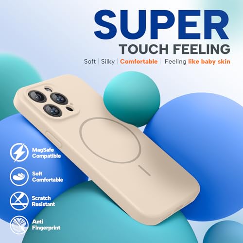 Image of Miracase Magnetic for iPhone 14 Pro Max Case, [Soft Anti-Scratch Microfiber Lining], Compatible with MagSafe, Silicone Shockproof Protection Phone Case for iPhone 14 Pro Max,Sand
