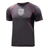 Icon Sports U.S. Soccer Men's Lightweight Polyester Exercise T-Shirt | Mesh Poly, Grey, Medium