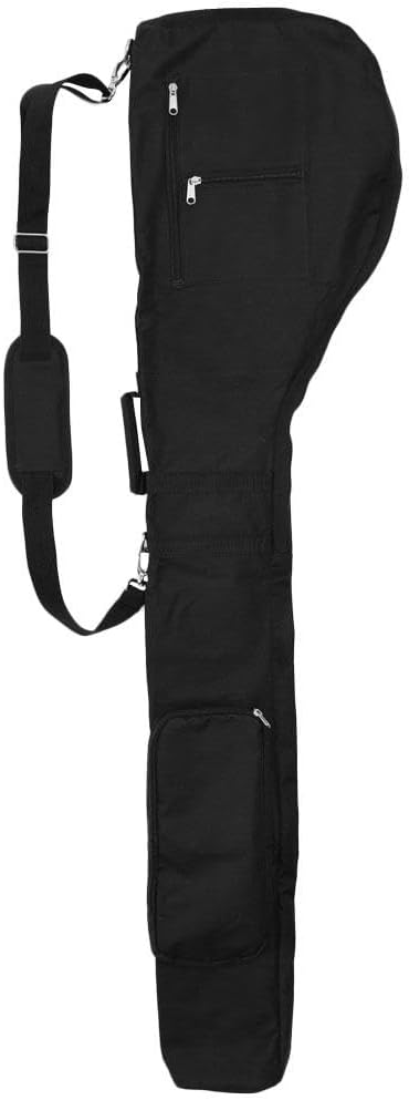 Nylon Golf Bag Travel Case with Adjustable Shoulder Strap - Water-, weight, and Spacious - Great for Sunday Golf Training - Perfect Golf Club Carry Bag for Men and Women - Black