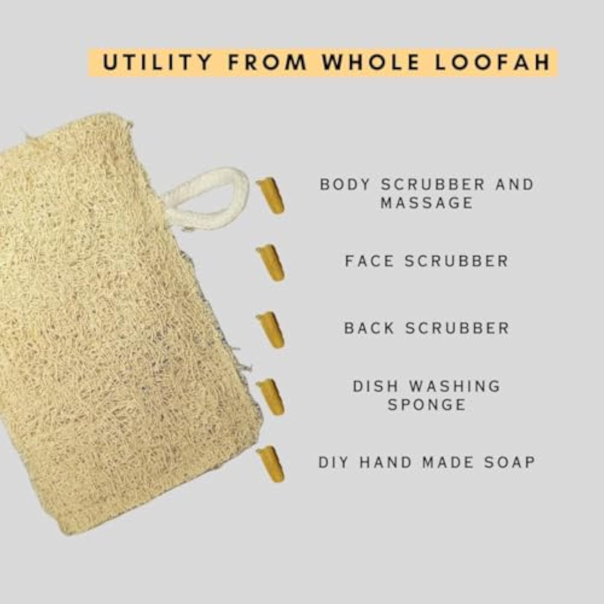 100% Natural Loofah Bath Sponge Pack of 2, Organic Scrubber