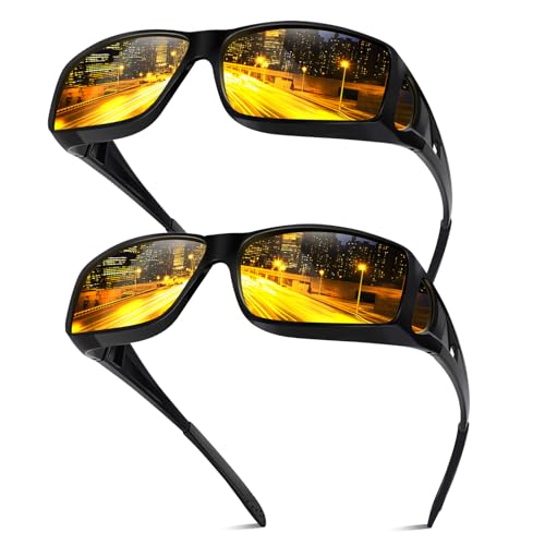 Image of Bio-th Night Driving Glasses Fit Over Glasses for Men Women,Anti Glare Night Vision Glasses for Driving,Cycling,Golf