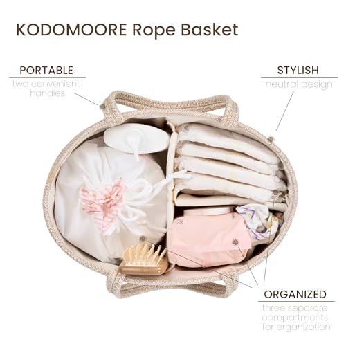 Image of Diaper Caddy Organizer, Empty Gift Basket for Newborn Essentials, Baby Storage Basket, Stylish Gift Bag for Baby Shower, Boys and Girls - Small, Oatmeal