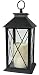 Black Decorative Lantern with Cross Bar Design - LED Pillar Candle with 5 Hour Timer included - Hanging or Sitting Decoration - 13"H