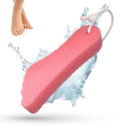 LaRosa PUMICE SPA Esponja Pómez con Forma de Pie – Rosa con Cordón