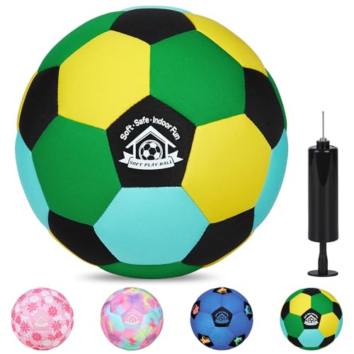 Image of Indoor Soccer Ball Size 3 Silent Soccer Balls Gifts for Beginners, Soft Foam House Training Balls, Lightweight Soccerball with Pump for Home Practice