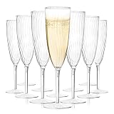 Plastic Champagne Flutes Disposable - 12 Sets of 6OZ Clear Wine Glasses, Plastic Cocktail Glasses, a