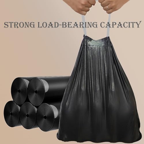 Image of 21 Gallon Heavy Duty 1.2 Mil THICK Trash Bags Drawstring Black Garbage Can Liners Fits All 20-21 Gallon /65 Liter, 75 Liter, 80 Liter Trash Can GRAND SAVE!