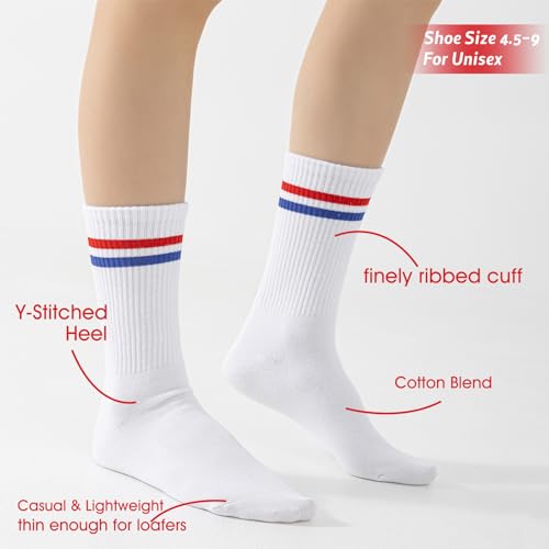 Image of 4 PAIRS Striped Crew Socks For Women Casual Cotton Novelty Retro Athltic Socks Unisex MultiColor
