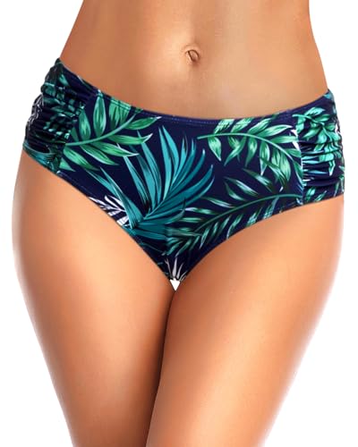 Image of Tempt Me Women Bikini Bottoms Mid Waist Bathing Suit Swimsuit Ruched Swim Bottom