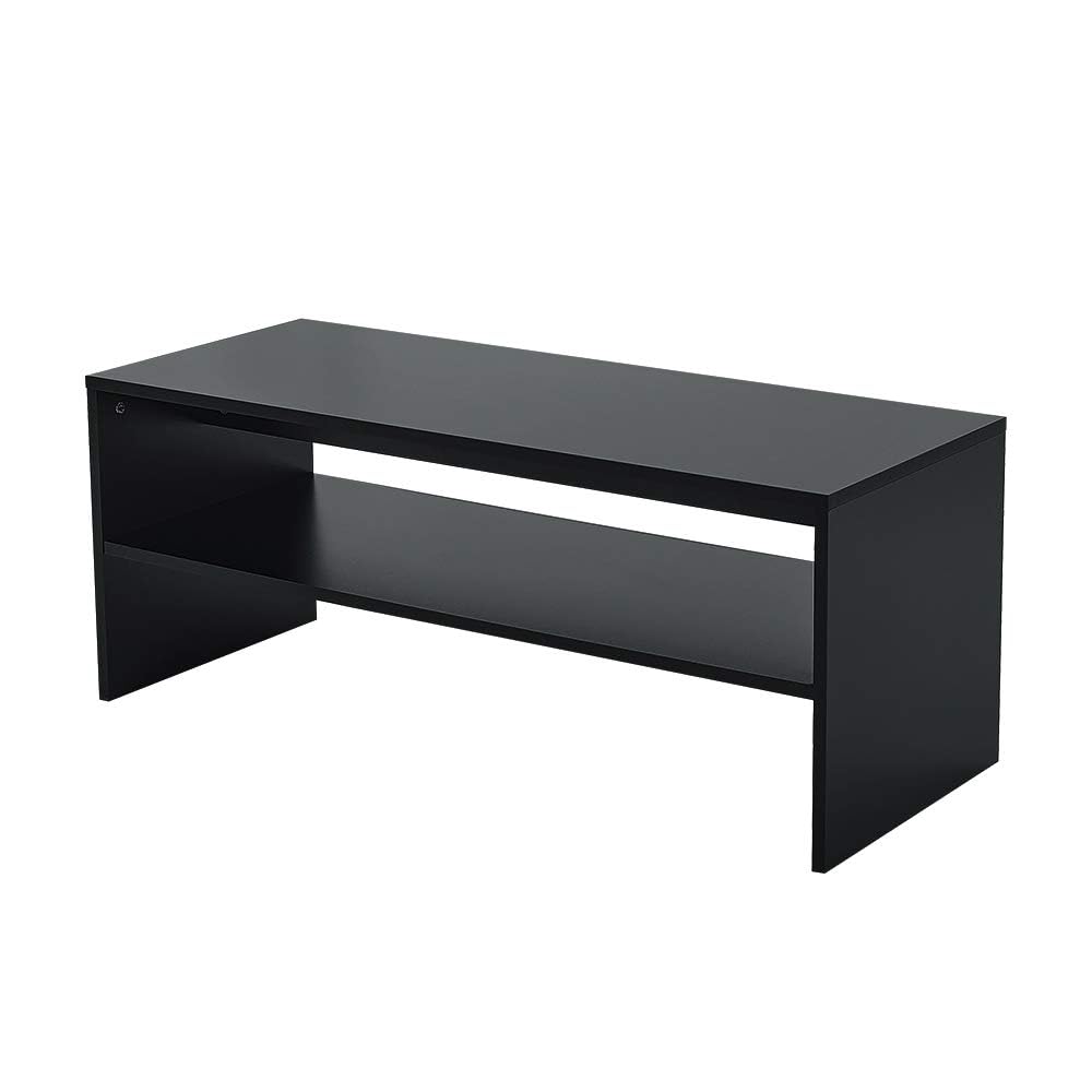 Panana Simple TV Unit Stand with 2 Open Shelves for Living Room, Bedroom, Home Office (Black)
