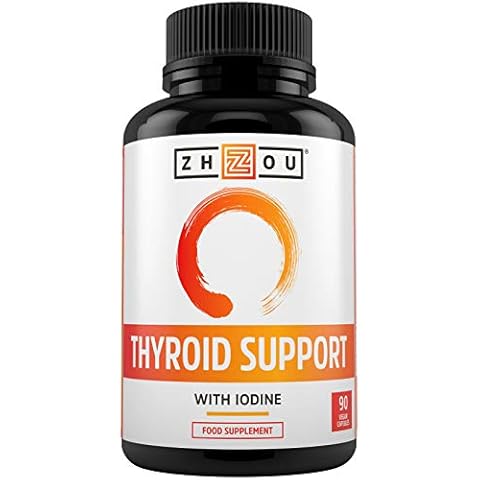Thyroid Support - Advanced Complex with Iodine, Magnesium, Vitamin B12, L-Tyrosine, Ashwagandha, Schizandra & Cayenne - Contributes to The Reduction of Tiredness & Fatigue - 90 Vegan Capsules Cover
