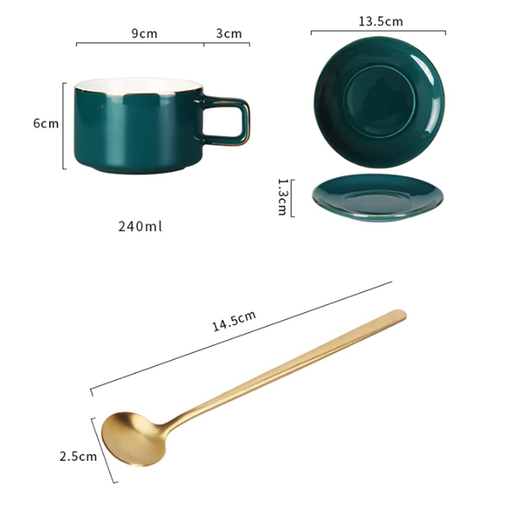 Zestaw filiżanek do herbaty Zestaw filiżanek do herbaty Filiżanki i spodki porcelanowe Łyżeczka do herbaty z uchwytem na filiżanki Filiżanka do kawy Zestaw dek(White-4 pcs)