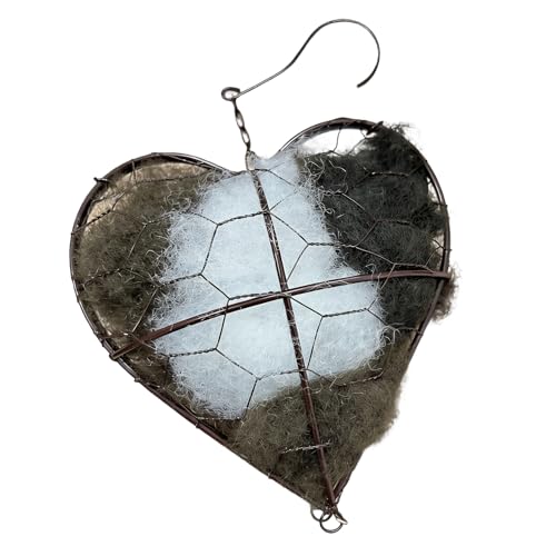 Handmade Fiber Bird Nesting Heart, Valentine''S Refillable Bird Nesting Heart, Bird Nesting Material Holder, Winter Fowl Gifts Animal Hummingbirds Lovers Home Garden Yard (1 Set)