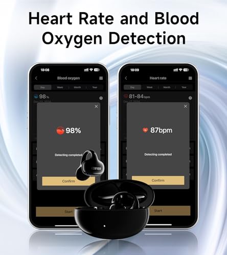 Image of Edifier LolliClip Open-Ear True Wireless Earbuds, Bluetooth 5.4, Hi-Res LDAC, Adaptive ANC, Health Monitoring, Spatial Audio, Interchangeable Design, Multipoint, App Control, IP56, Black