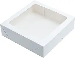 Caixa de Papel Com Visor Embalagem Presente 15x15x4 Com 10un Branca
