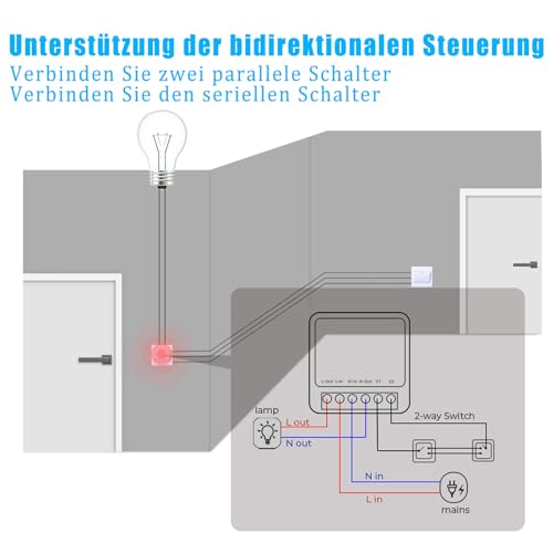 GERUI 2Pcs Smart Lichtschalter,Smart Home WLAN Bluetooth Schalter Wireless Switch Fernbedienung DIY Passt hinter Wandschalter,Smart Switch Kompatibel mit Google Home,Alexa Echo,Smart Life/Tuya