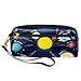 AAXYZX Cartoon-Sonnensystem mit Sternen Bleistift-Fall-Stift-Tasche-Beutel Pu. Leder Briefpapierbeutel mit Reißverschluss Compatible with Jungen Mädchen Schule & Bürobedarf,Grosse Kapazität