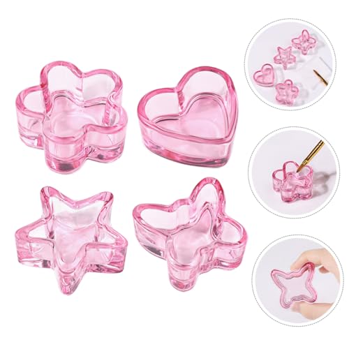 4Pcs vasos de cristal para manicura elegante miniatura 3