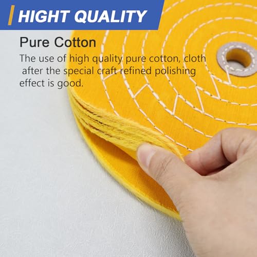 Image of SCOTTCHEN 10 inch Buffing Polishing Wheel Yellow (42 Ply) for Bench Grinder with 3 /4 inch Arbor Hole - 1 Pack