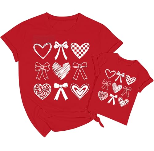 Image of Mommy and Me Valentines Day Shirts: Love Heart Tshirt Family Matching Outfits Mom and Girls Valentines Day Gifts