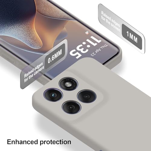 Image of DIZORO Microfiber Candy Case for Motorola G86 Power 5G Smooth Touch Cushion Liquid Soft Silicone Gel Rubber Phone Cases Non-Slip Full Body Protective Shockproof Back Cover -Stone