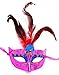 Produktbild Evil Wear Herren Damen Maske Pink rote Feder venezianische Karneval Fasching