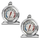2PCS Termómetro de Horno, Termómetro de Horno Analógico de Acero Inoxidable como Termómetro para Asados, Termómetro para Carne para Parrilla y Cocina, Termómetro Interior