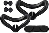 2X TNE Face Cushion Cover, 1x Lens Pad, 2X Thumbstick Cap for Oculus Quest 2 | 2 Pack Silicone Face Mask w/ Controller Thumb Grips & Lens Dust Protector Accessories for Quest 2 Headset (Black+Black)