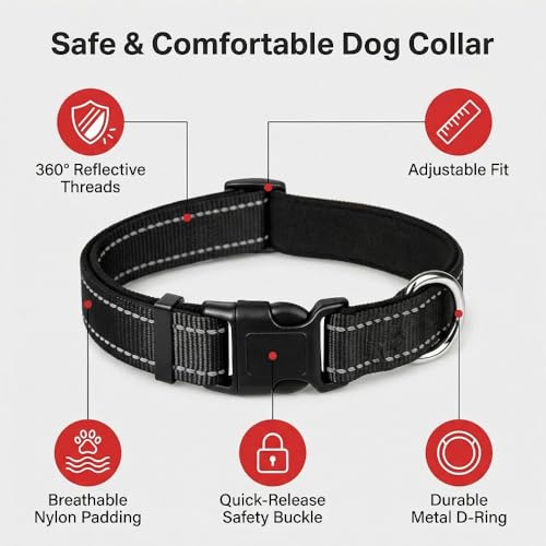 Collar Reflectante para Perro Talla M Negro miniatura 2