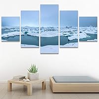 SIGNWIN 5 Panel Canvas Wall Art Modern Art Aerial Contemporary Cool Dramatic Multicolor Nature Photography Snow for Home Decorations Ready to Hang - 60