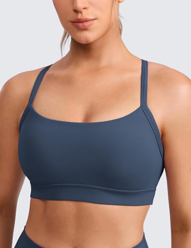 Image of CRZ YOGA Butterlift Cross Back Sports Bras | Medium Support, Removable Pads, Yoga, Buttery Soft, Scoop Neck, Cut-Out, Adjustable Thin Straps, for Women