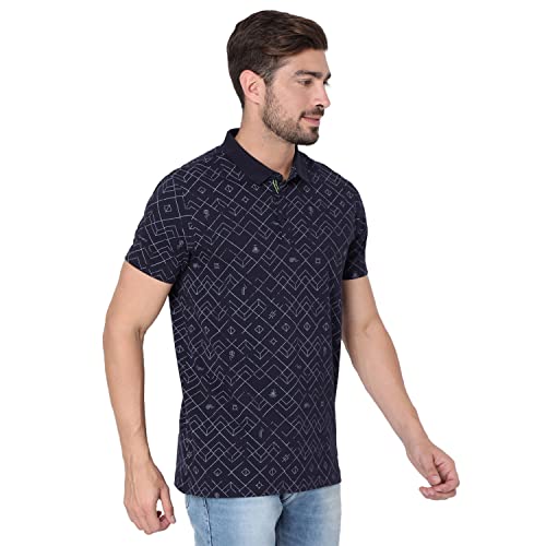Image of Spykar Mens Cotton Navy Blue Printed T-Shirt