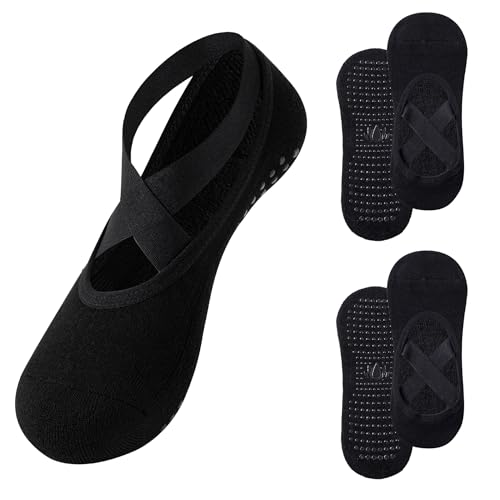 The Essentials Wardrobe 2PK Ladies Yoga/Pilates Ballerina Socks - UK 4-8/EU 37-41 - Black