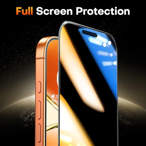 Image of TOCOL Privacy Screen Protector for 17 Pro Max / 16 Pro Max 6.9 inch 9H Hardness Military Grade Shatterproof HD Tempered Glass for 17 ProMax Full Coverage Easy Installation 2 Pack