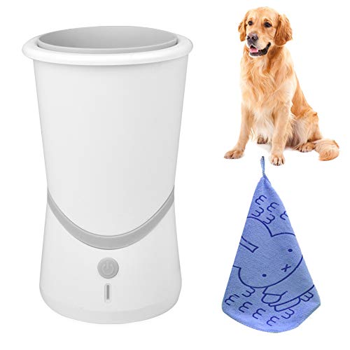 BONROB Limpiador eléctrico para Patas de Perros, 360 u00b0 con Toalla, Cepillo Suave para Mascotas para Perros y Gatos BP08