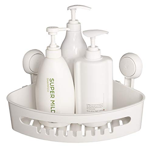 TAILI Drill-Free Suction Corner Shower Caddy Bathroom Storage Basket Wall Mounted Shower Shelf