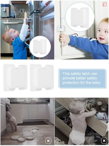 Image of KPNG Baby Guard, Drawer Lock, Child Lock, Baby Safety Lock, Stopper, Earthquake Prevention, Suitable For Refrigerators, Won't Damage Furniture, Easy Installation (Pack Of 2, Flat Angle Lock, White)