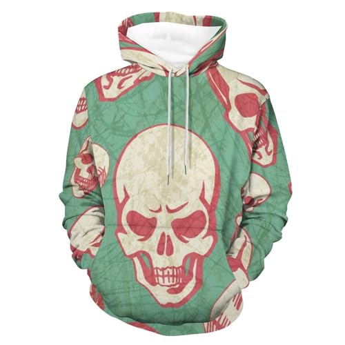 Hoodie crâne rouge UMENG avec capuche et manches longues pull chaud